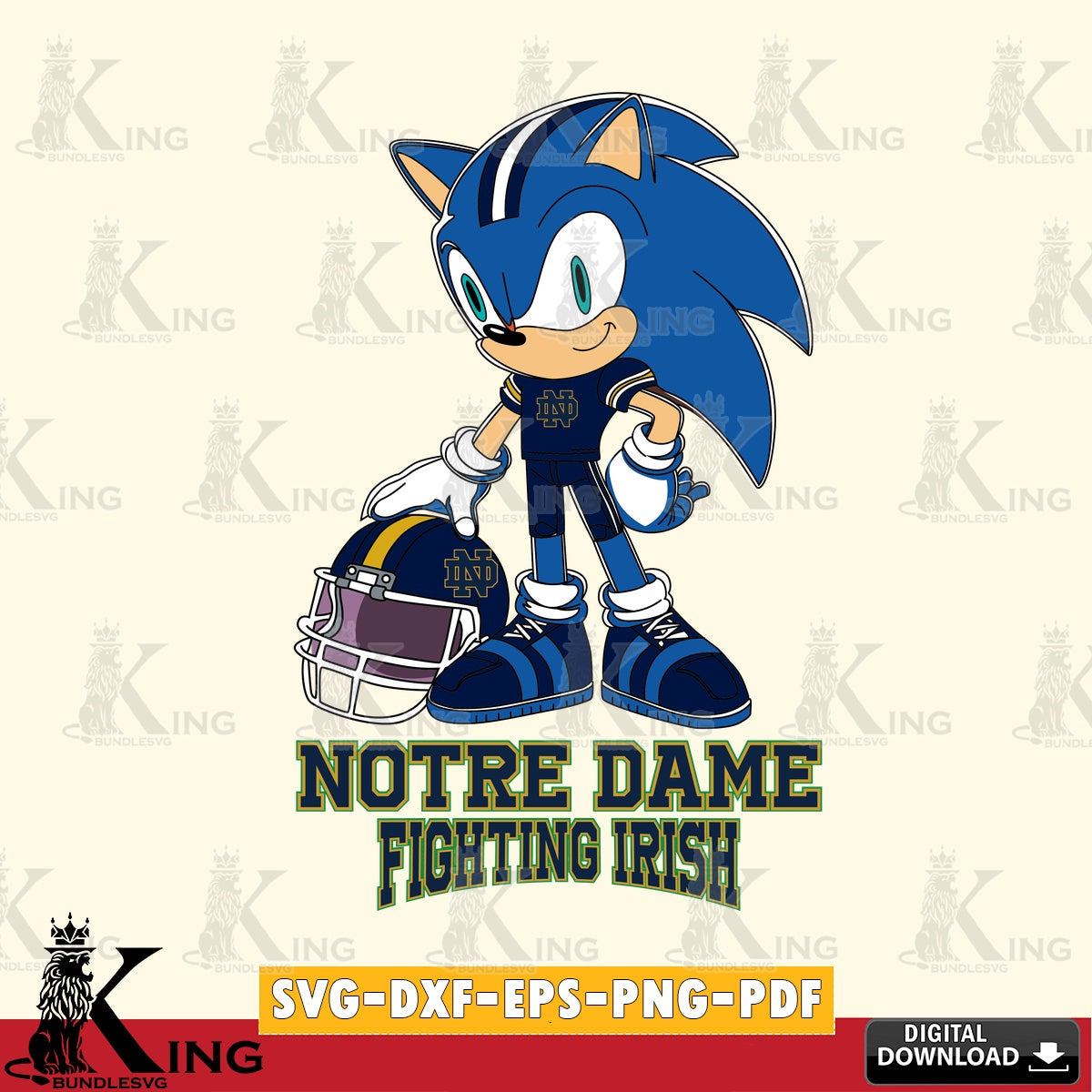 Notre Dame Fighting Irish Sonic Player Football SVG file, Vector , Digital Download , PDF File , Instant Download