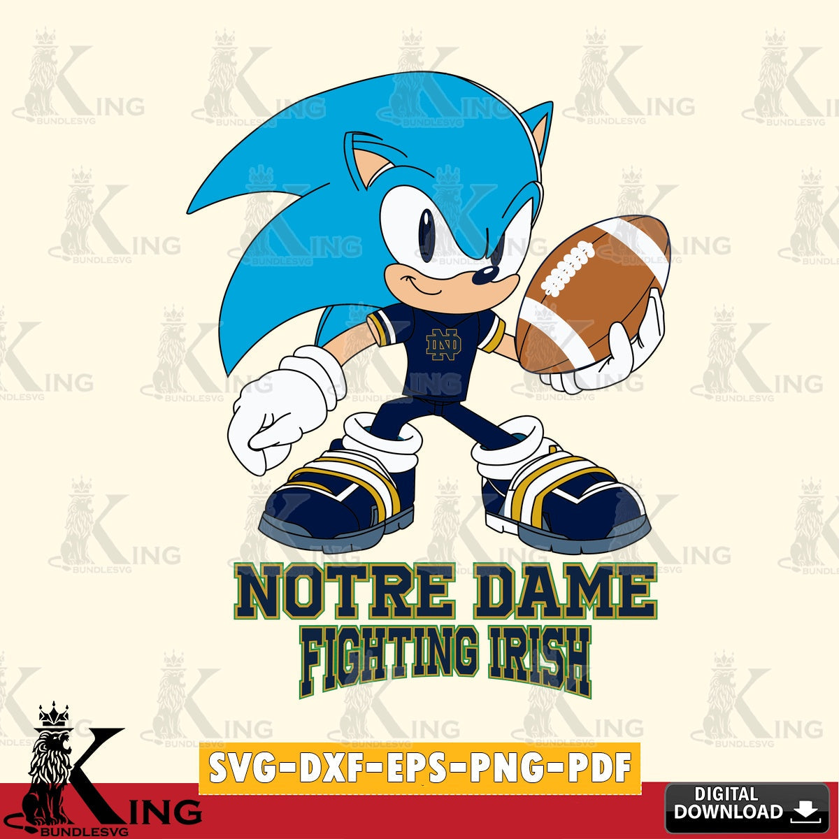 Stylish representation of Notre Dame Fighting Irish Sonic Rugby a digital file for silhouette cameo and cricut projects