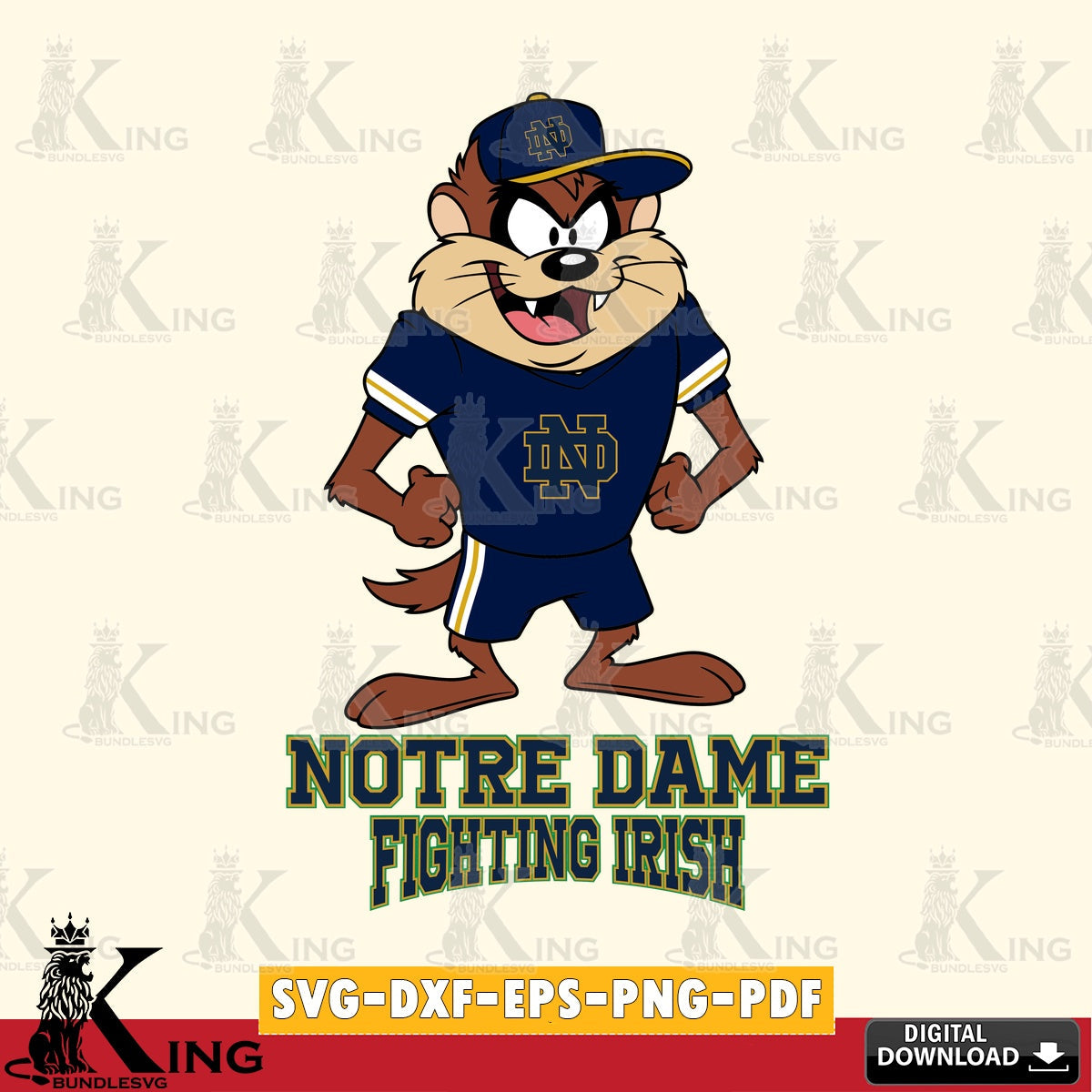 Notre Dame Fighting Irish Taz Standing Pose SVG file, Cut file , Digital Download , Instant Download, Taz svg, NCAA svg