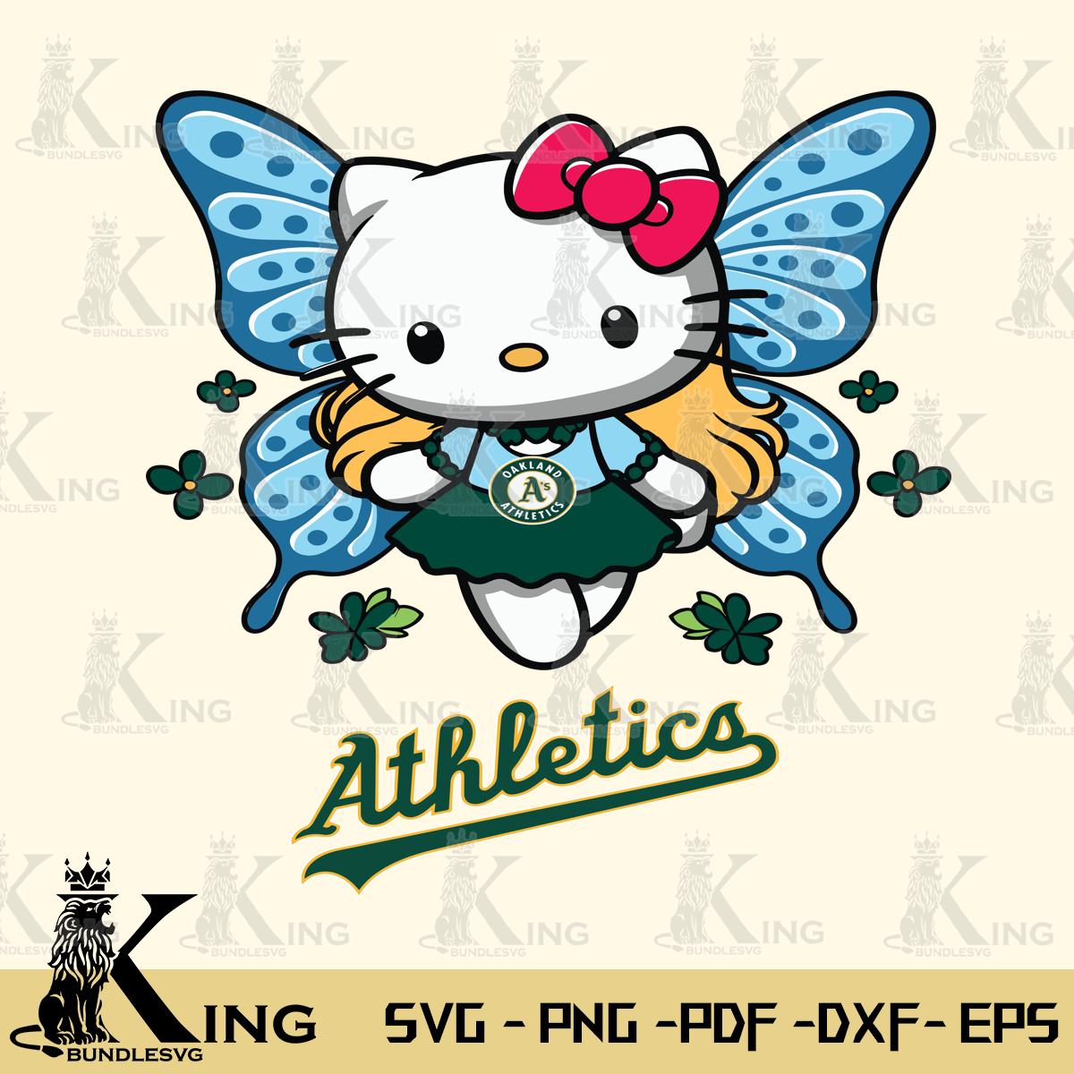 Oakland Athletics Butterfly Kitty Charm Svg Eps Dxf Png File, Digital Download