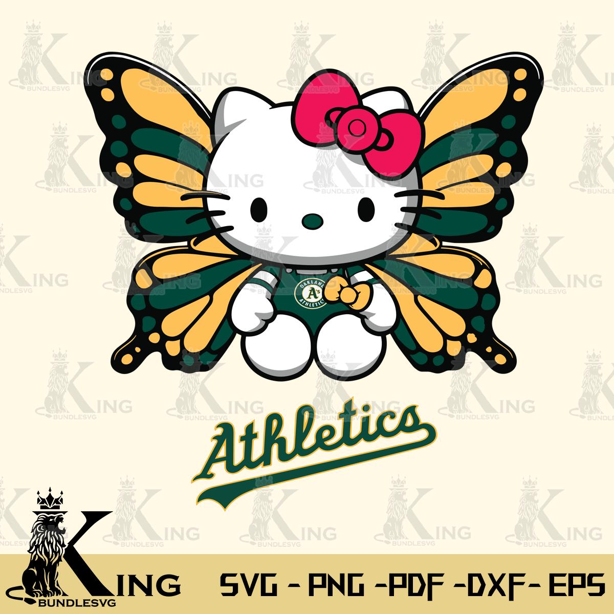 Oakland Athletics Butterfly Kitty Delight Svg Eps Dxf Png File, Digital Download