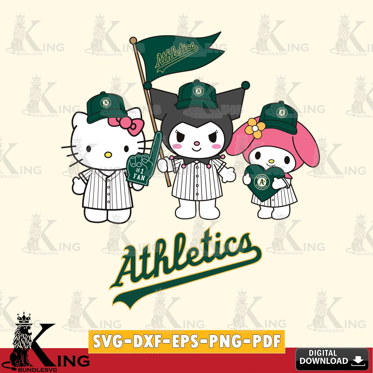 Unique artwork depicting Oakland Athletics Kawaii friends Baseball, a high-quality vector for DIY scrapbooking and home decor
