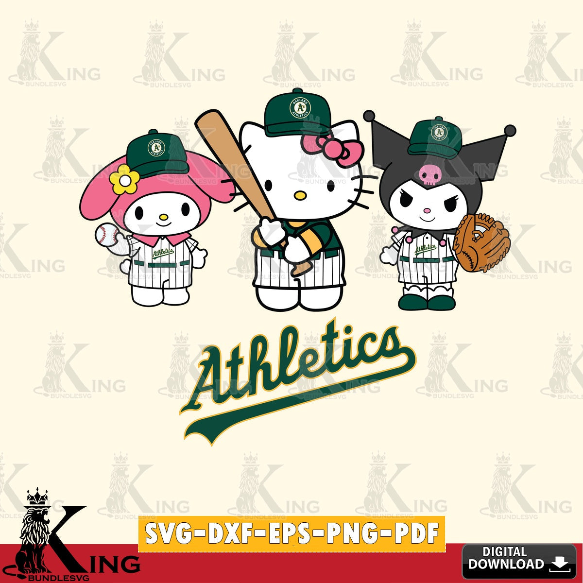 Custom design featuring Oakland Athletics Kawaii baseball team, digital file for silhouette cameo and cricut projects