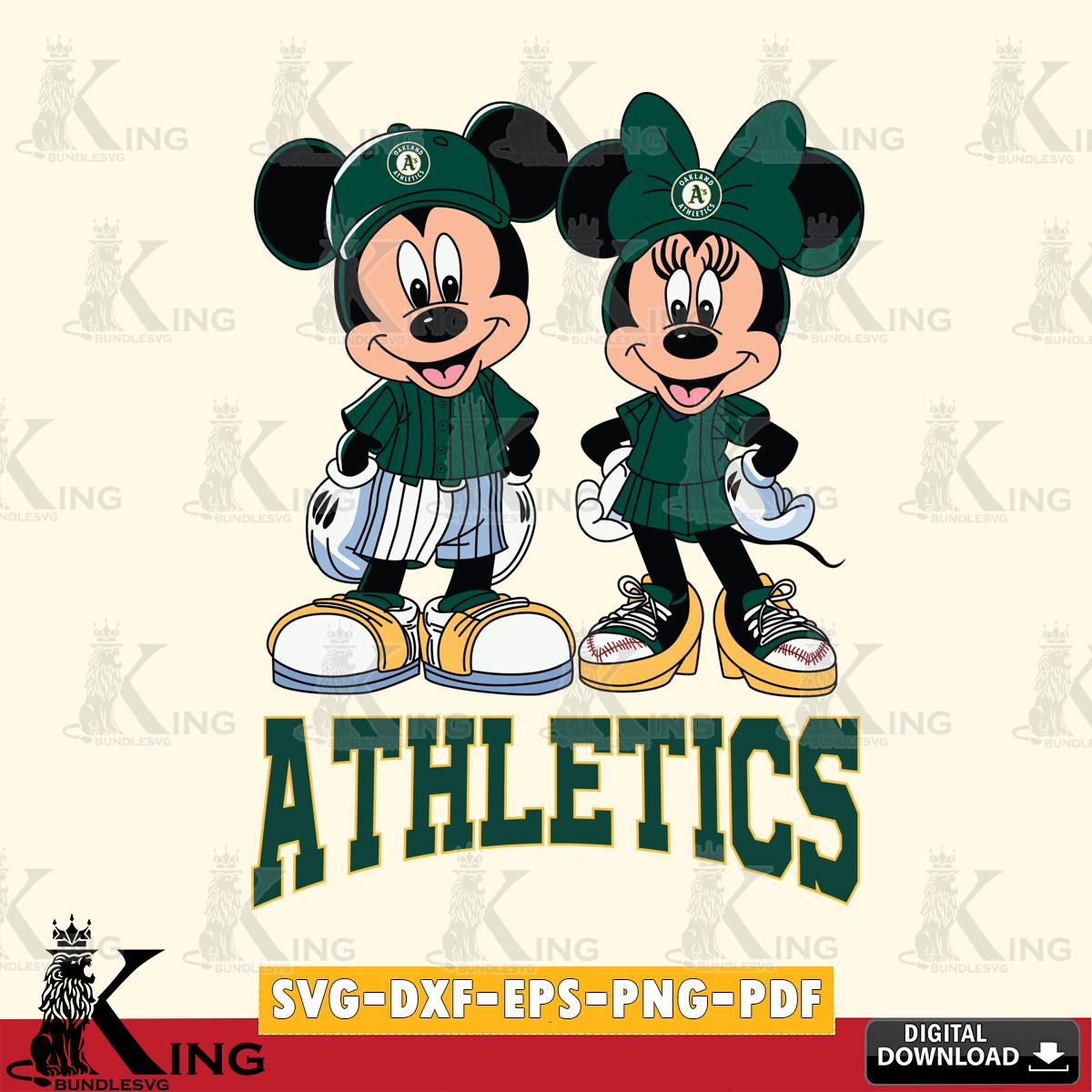 Oakland Athletics Mickey Minnie Mouse Fan SVG File, MLB for Cricut, Silhouette, Digital Download , file cut