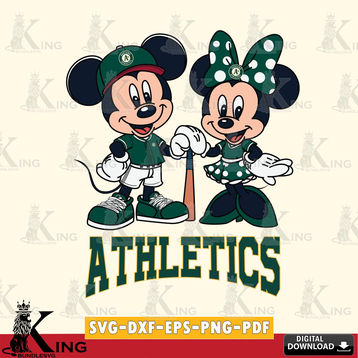 Oakland Athletics Mickey Minnie Mouse Sport SVG File, MLB for Cricut, Silhouette, Digital Download , file cut