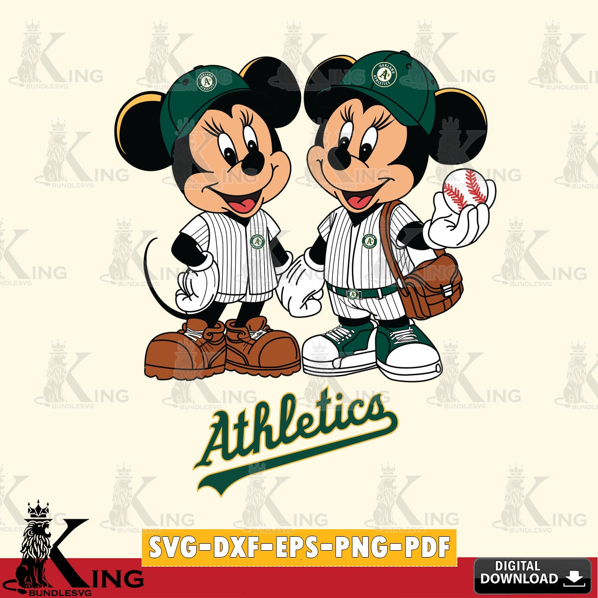 Oakland Athletics Mickey Minnie Mouse couple SVG file , For Cricut, File cut , Digital Download , PDF File, Cut Files