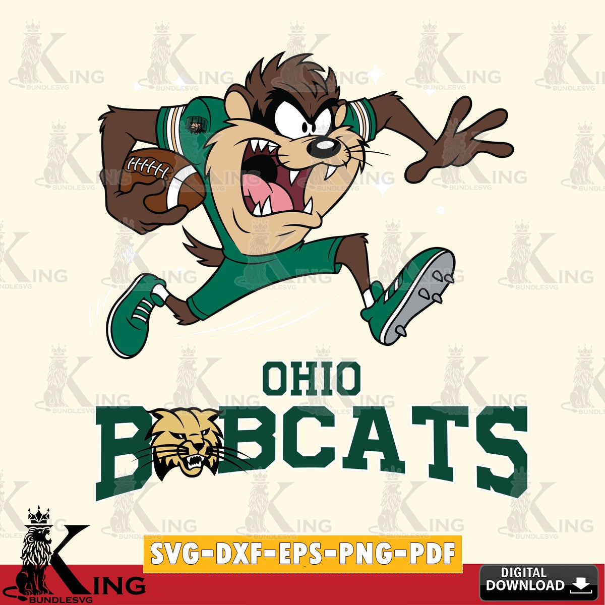 Ohio Bobcats Angry Taz Football SVG file, Cut file , Digital Download , Instant Download, Taz svg, NCAA svg