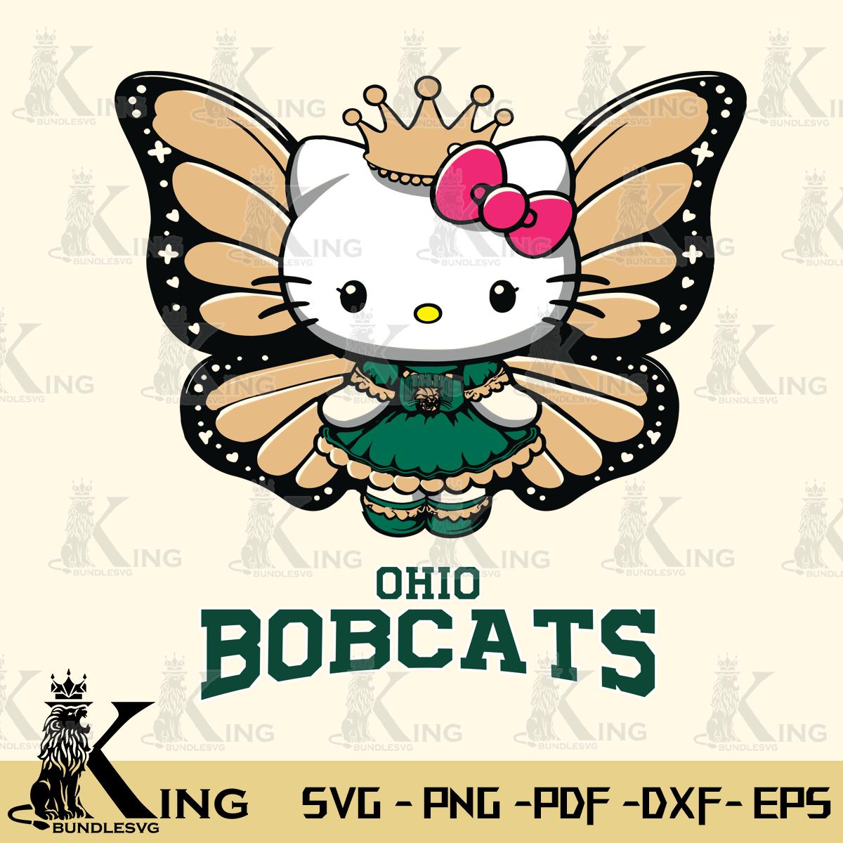 Ohio Bobcats Kitty Wings & Flowers Svg Eps Dxf Png File, Digital Download