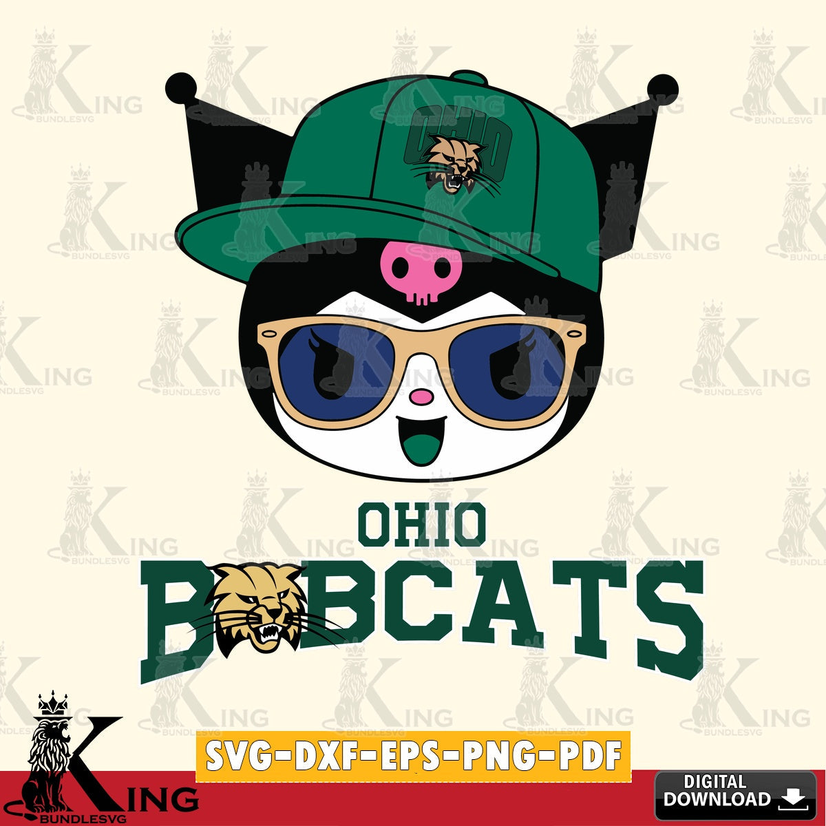 Ohio Bobcats Kuromi Football Cool SVG file, Cricut, Cut file , Digital Download , Instant Download, Sanrio svg, Clipart