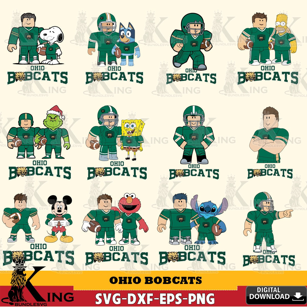 Ohio Bobcats Roblox With Friends football NCAA Bundle SVG file , NCAA Cricut, File cut , Digital Download , PDF File