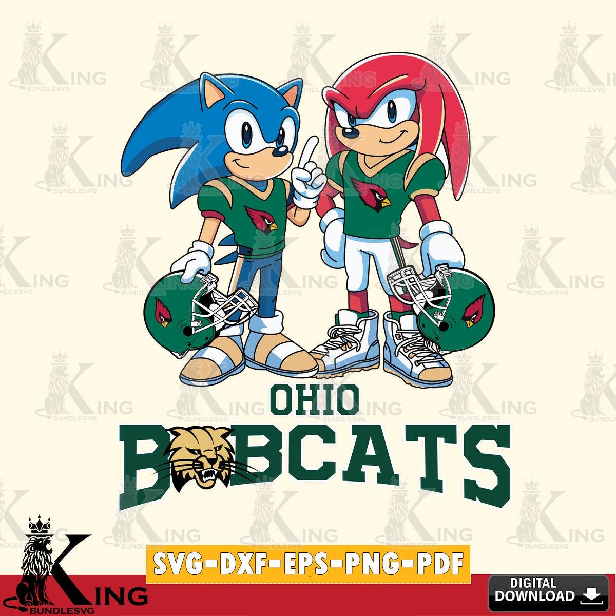 Ohio Bobcats Sonic And Knuckles Football SVG file, Vector , Digital Download , PDF File , Instant Download