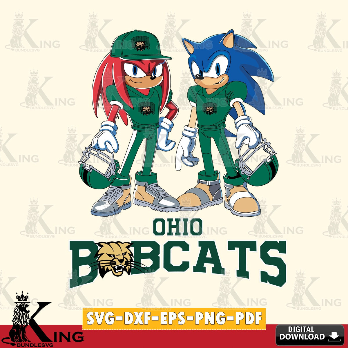 Ohio Bobcats Sonic And Knuckles Player Football SVG file, Vector , Digital Download , PDF File , Instant Download