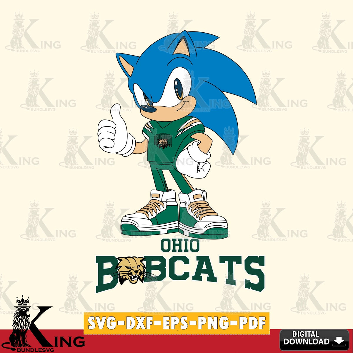 Ohio Bobcats Sonic Like Football SVG file, Vector , Digital Download , PDF File , Instant Download