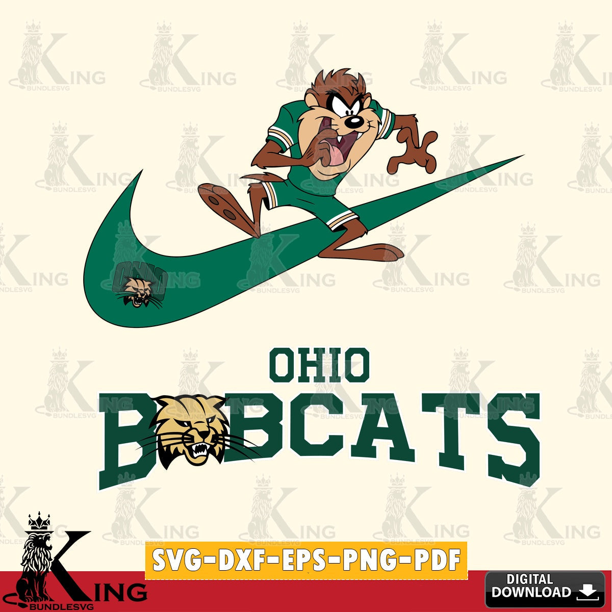 Ohio Bobcats Taz Football Nike SVG file, Cut file , Digital Download , Instant Download, Taz svg, NCAA svg