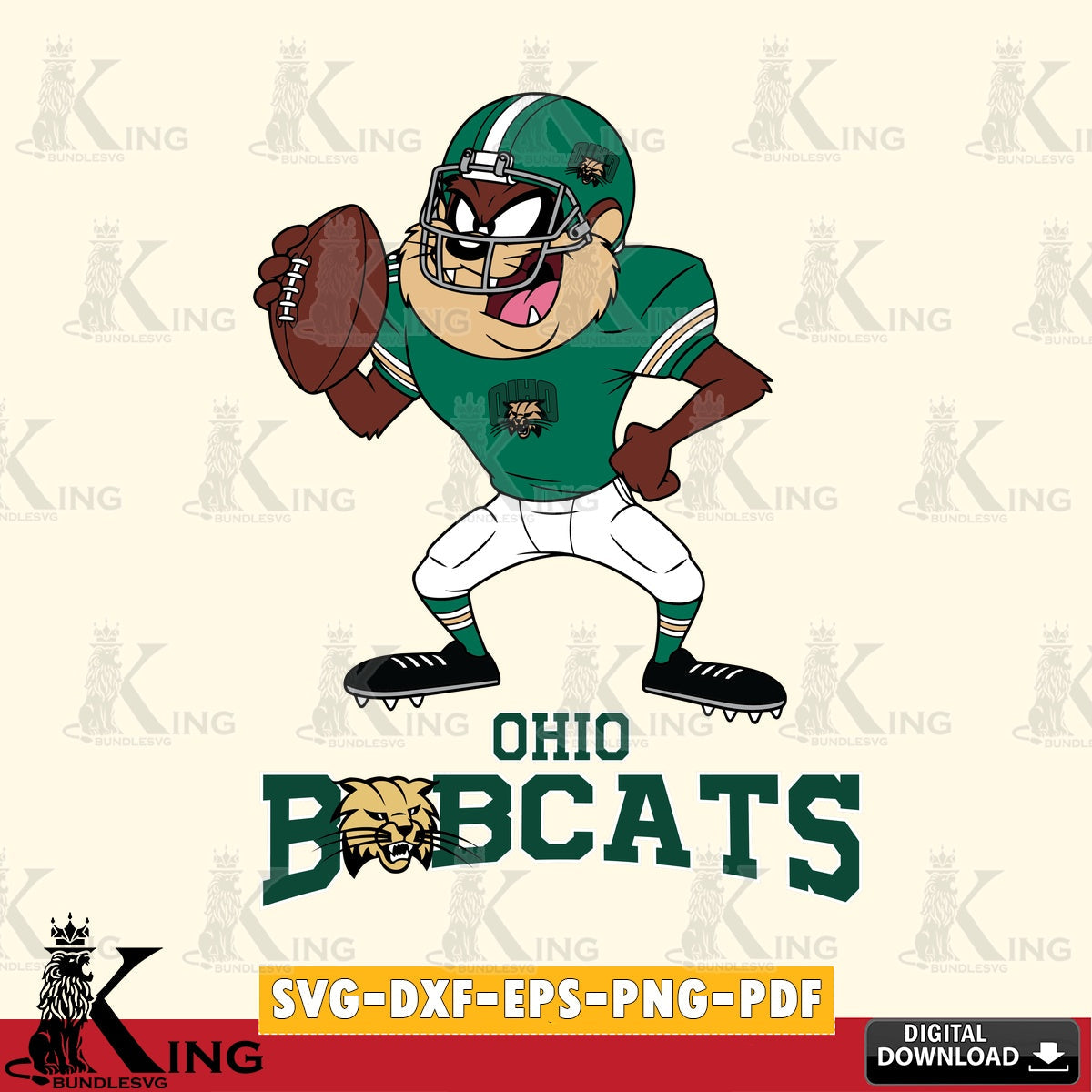 Ohio Bobcats Taz Football Player SVG file, Cut file , Digital Download , Instant Download, Taz svg, NCAA svg