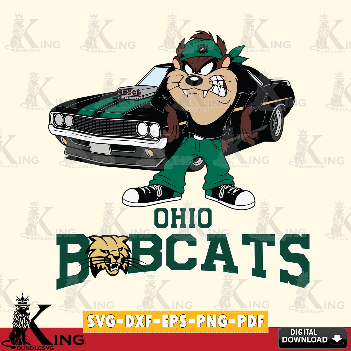 Ohio Bobcats Taz Racing Car SVG file, Cut file , Digital Download , Instant Download, Taz svg, NCAA svg