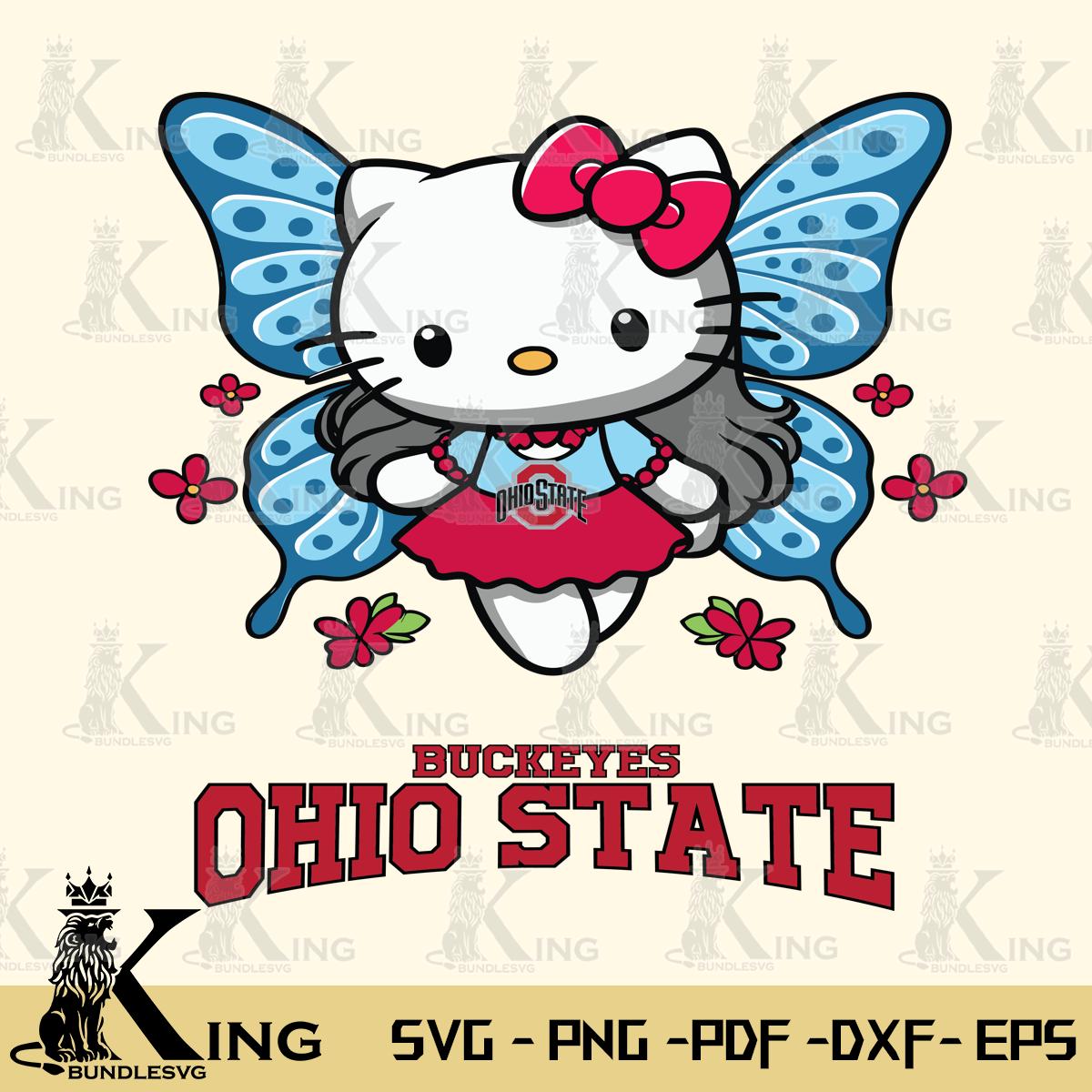 Ohio State Buckeyes Butterfly Kitty Charm Svg Eps Dxf Png File, Digital Download