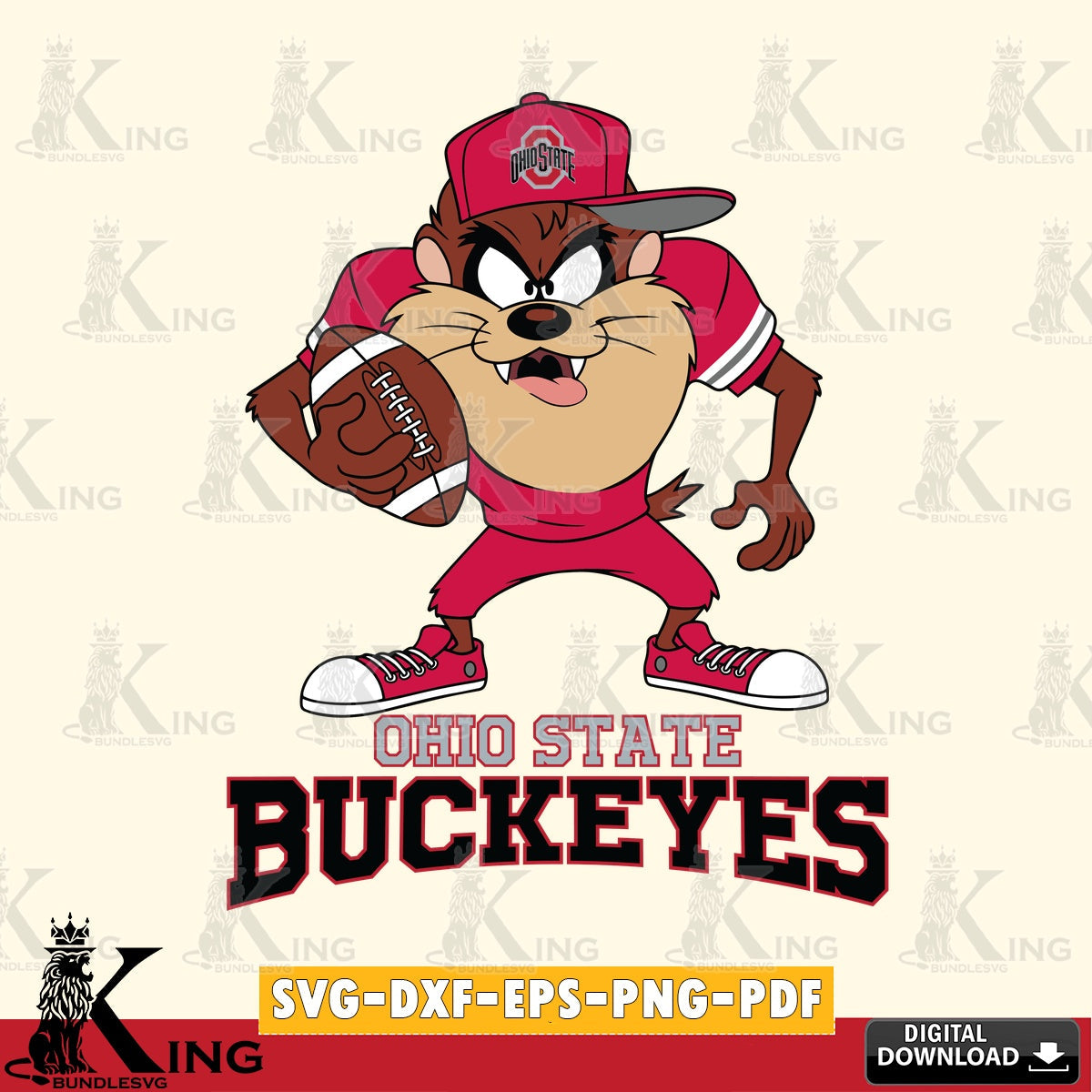 Ohio State Buckeyes Đồng phục bóng đá Taz SVG file, Cut file , Digital Download , Instant Download, Taz svg, NCAA svg