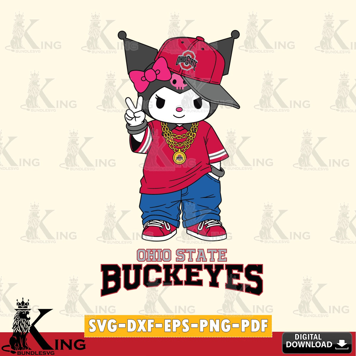 Ohio State Buckeyes Kuromi Streetwear Style SVG file, Cricut, Cut file , Digital Download , Instant Download, Sanrio svg, Clipart