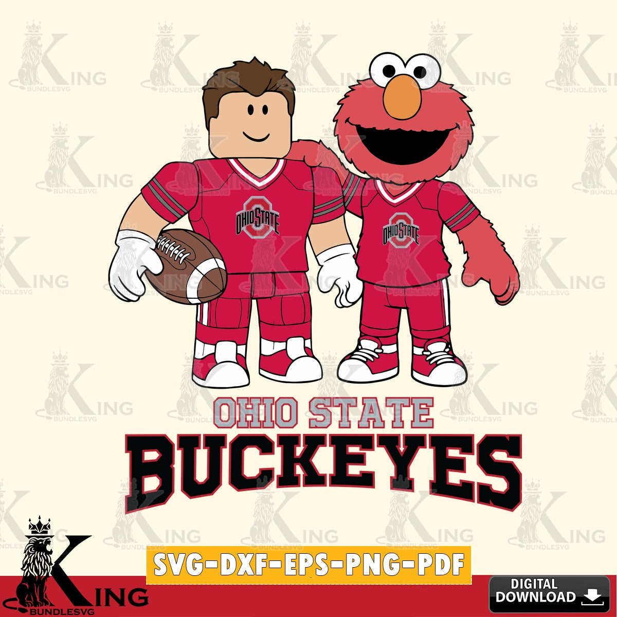 Ohio State Buckeyes Roblox & Elmo Football SVG file , NCAA Cricut, File cut , Digital Download , PDF File