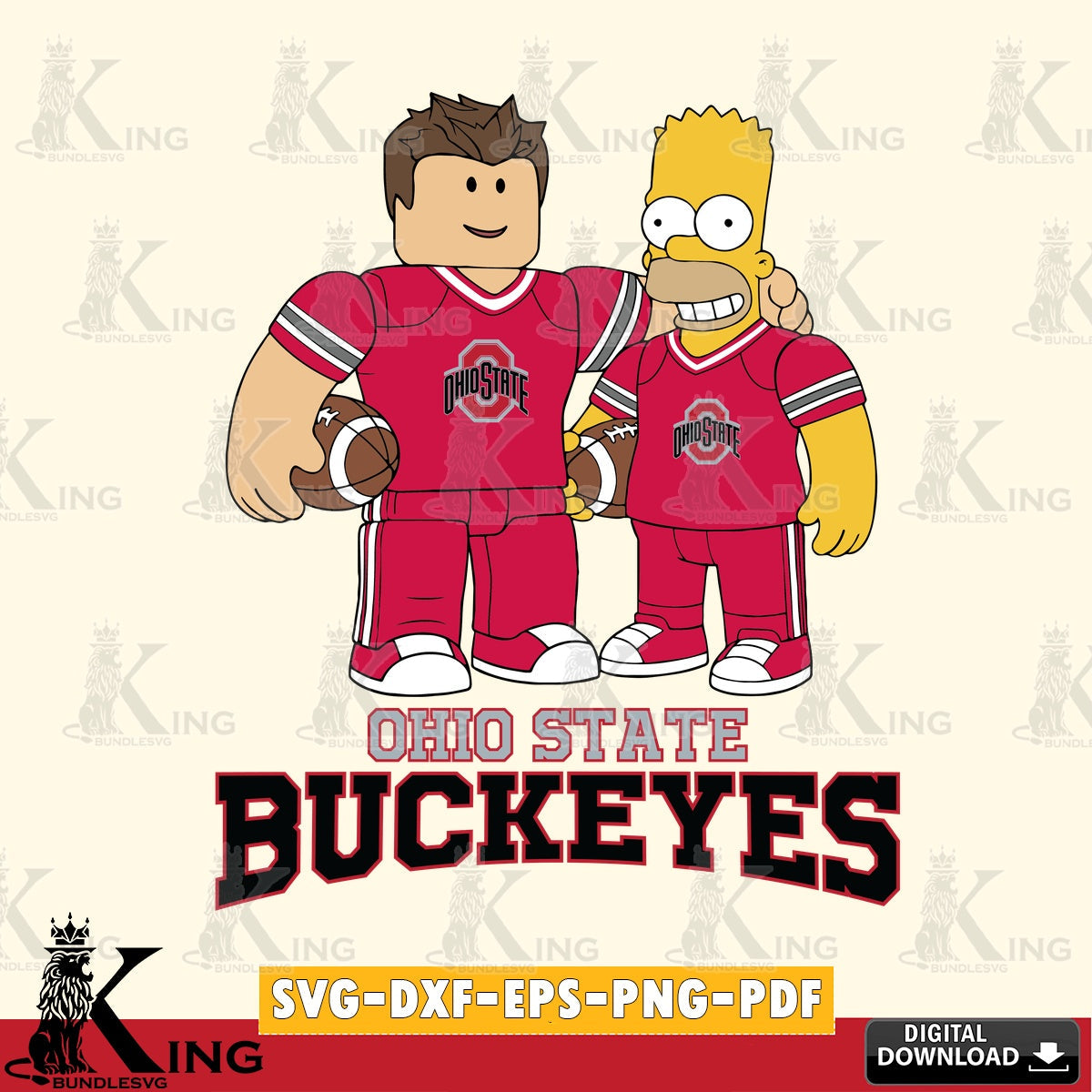Ohio State Buckeyes Roblox & Homer Simpson Football SVG file , NCAA Cricut, File cut , Digital Download , PDF File
