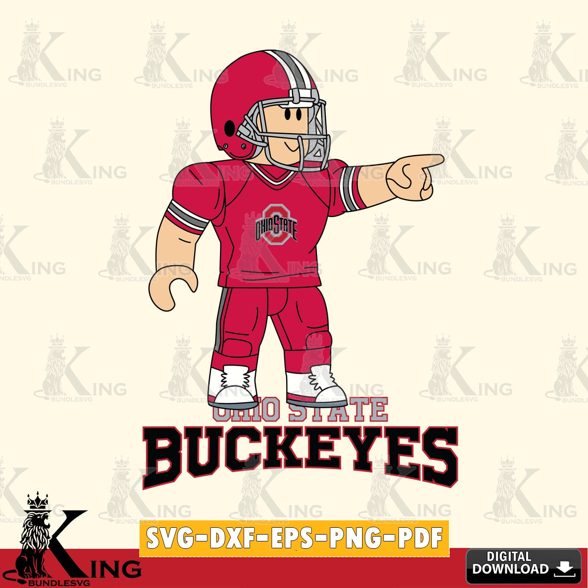 Ohio State Buckeyes Roblox Player Football SVG file , NCAA Cricut, File cut , Digital Download , PDF File