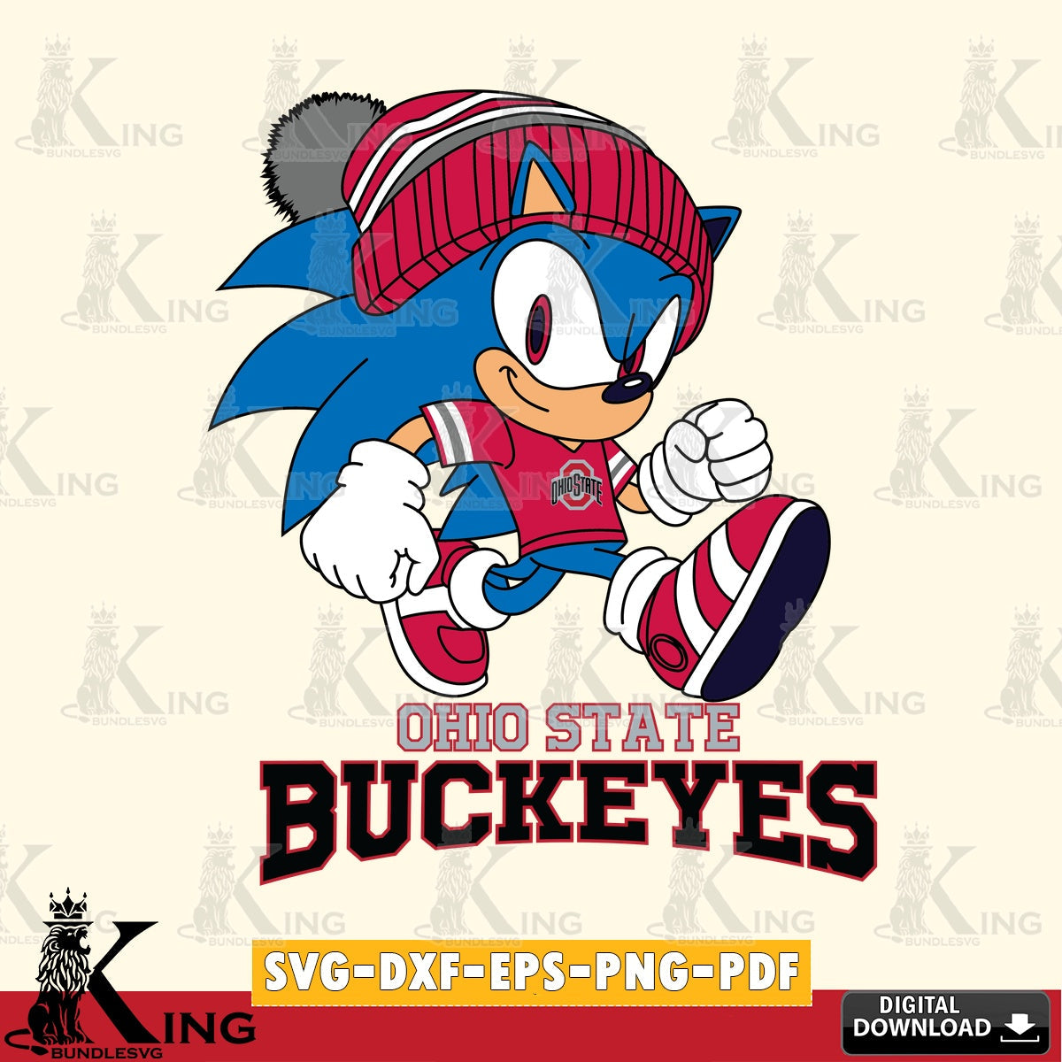 Hand-drawn style art of Ohio State Buckeyes Sonic Football, a digital file for silhouette cameo and cricut projects