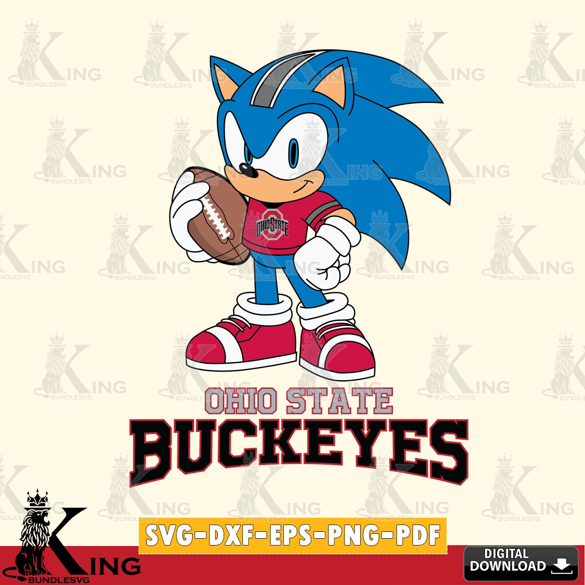 Hand-drawn style art of Ohio State Buckeyes Sonic Game Day Ready, high-quality vector for DIY scrapbooking and home decor
