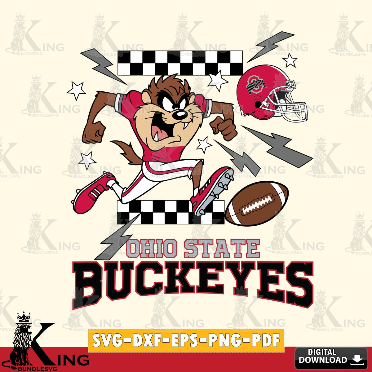 Ohio State Buckeyes Taz Football Lightning SVG file, Cut file , Digital Download , Instant Download, Taz svg, NCAA svg