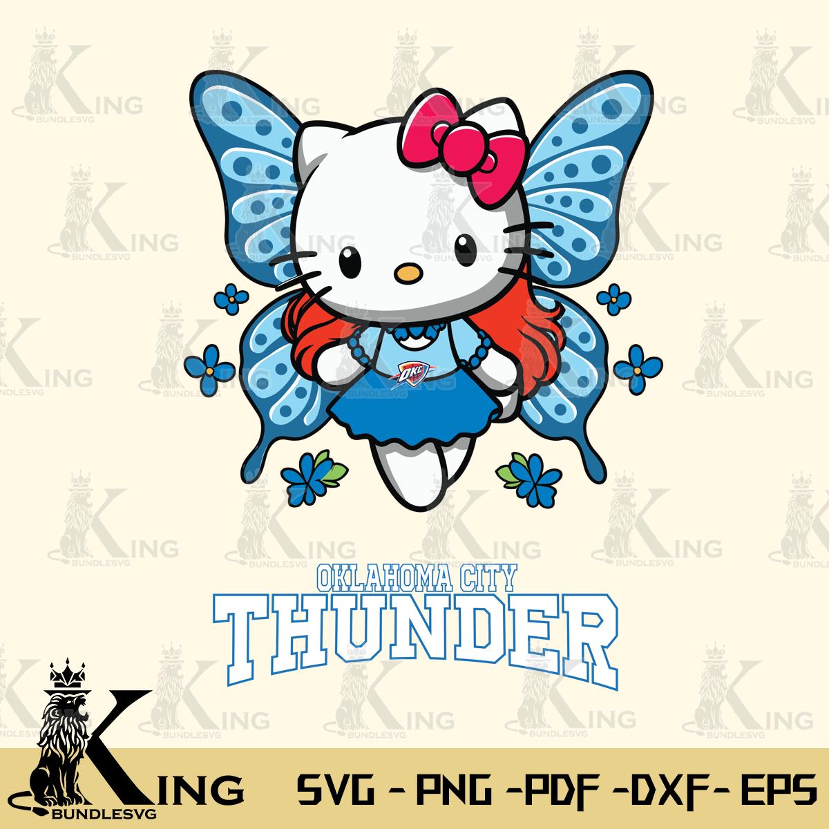Oklahoma City Thunder Butterfly Kitty Charm Svg Eps Dxf Png File, Digital Download