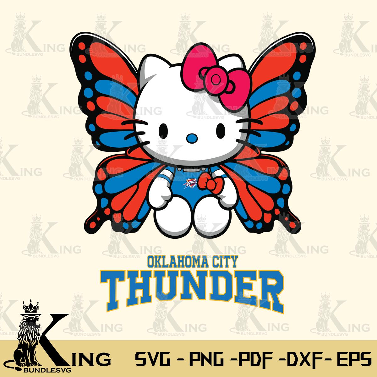 Oklahoma City Thunder Butterfly Kitty Delight Svg Eps Dxf Png File, Digital Download