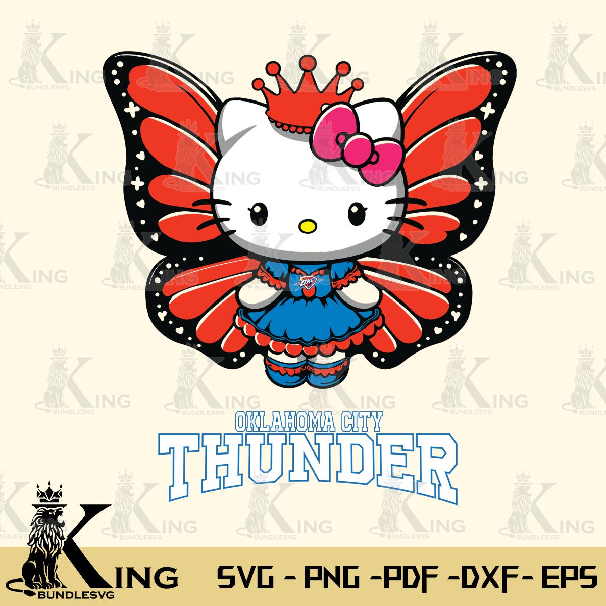 Oklahoma City Thunder Kitty Wings & Flowers Svg Eps Dxf Png File, Digital Download