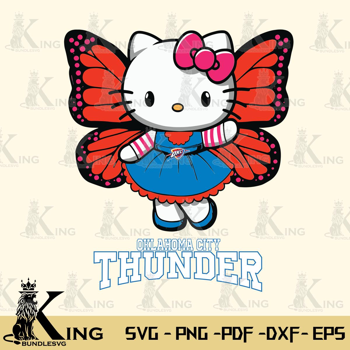 Oklahoma City Thunder Whimsical Kitty Wings Svg Eps Dxf Png File, Digital Download