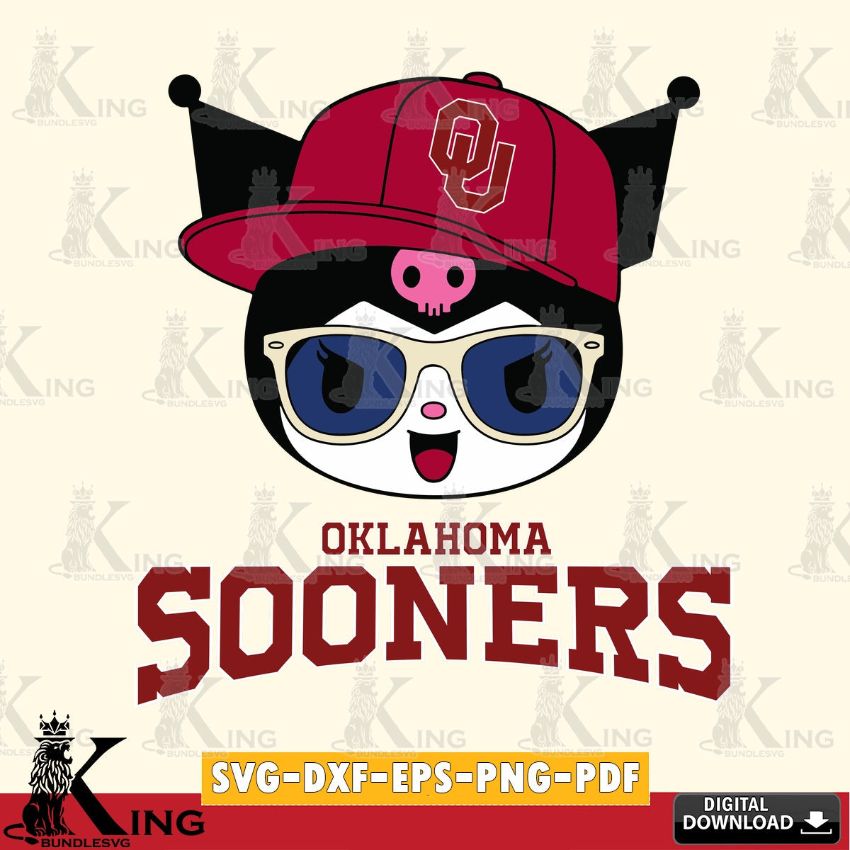 Oklahoma Sooners Kuromi Football Cool SVG file, Cricut, Cut file , Digital Download , Instant Download, Sanrio svg, Clipart