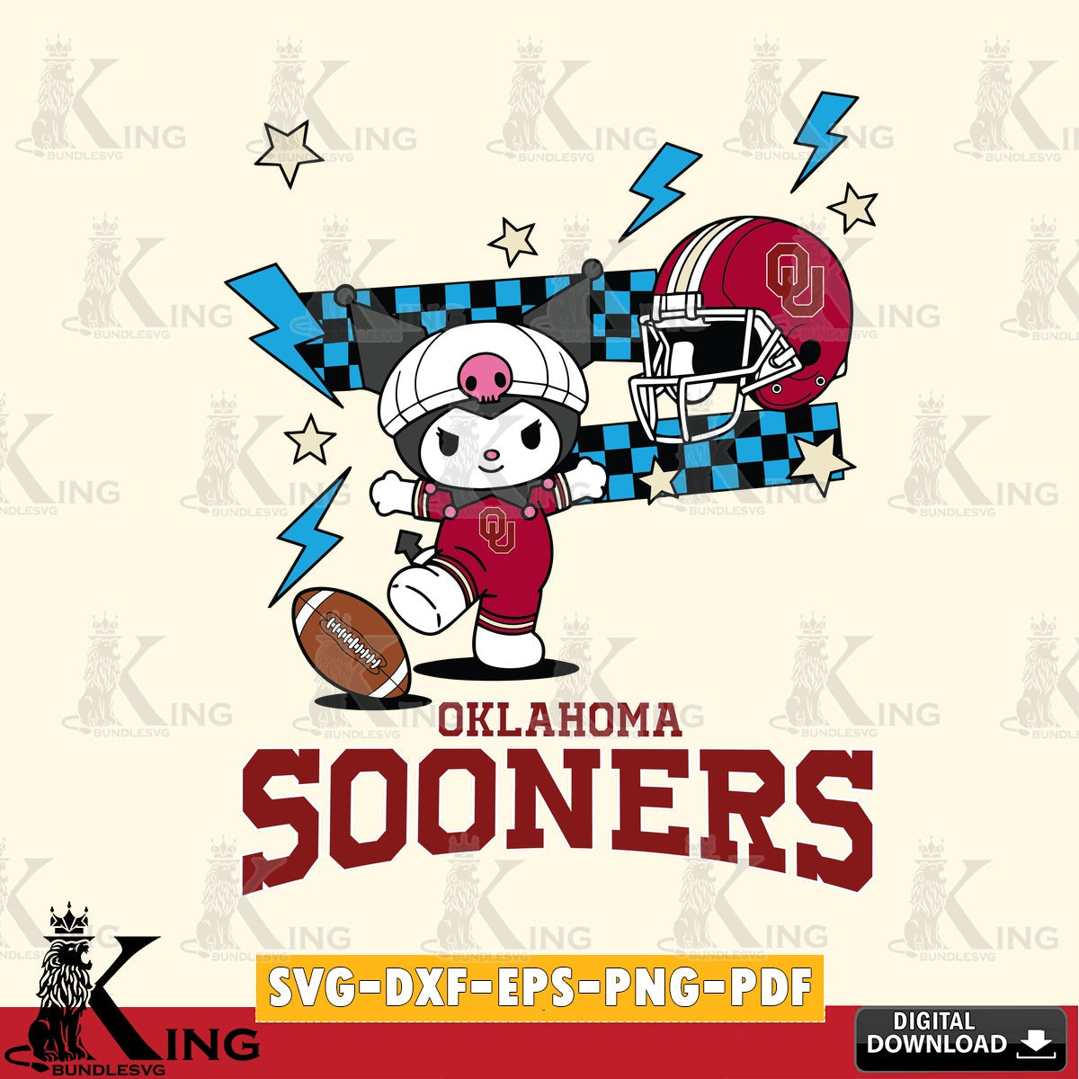 Oklahoma Sooners Kuromi Game Day SVG file, Cricut, Cut file , Digital Download , Instant Download, Sanrio svg, Clipart