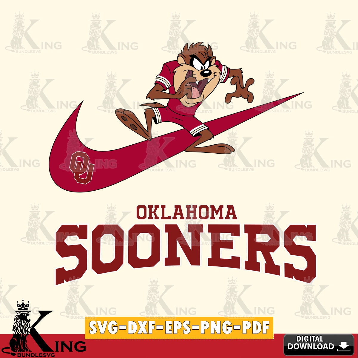 Oklahoma Sooners Taz Football Nike SVG file, Cut file , Digital Download , Instant Download, Taz svg, NCAA svg