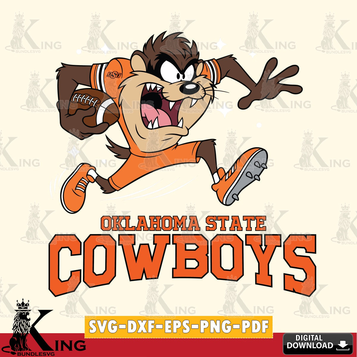 Oklahoma State Cowboys Angry Taz Football SVG file, Cut file , Digital Download , Instant Download, Taz svg, NCAA svg