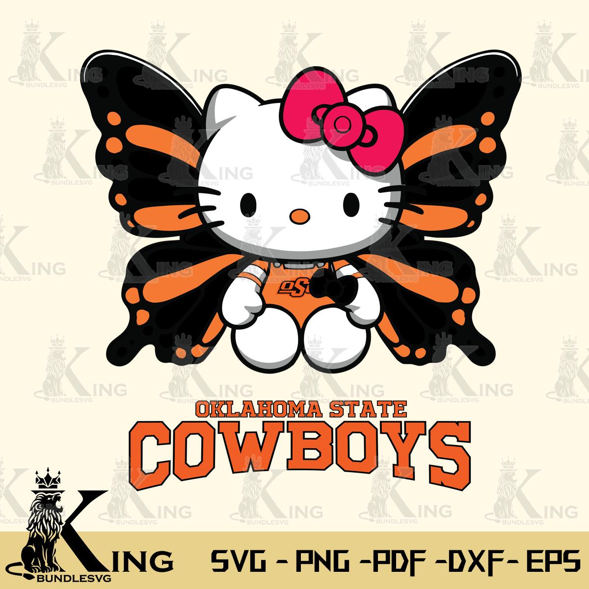 Oklahoma State Cowboys Butterfly Kitty Delight Svg Eps Dxf Png File, Digital Download