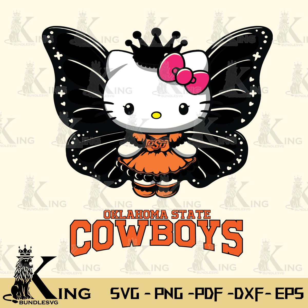 Oklahoma State Cowboys Kitty Wings & Flowers Svg Eps Dxf Png File, Digital Download