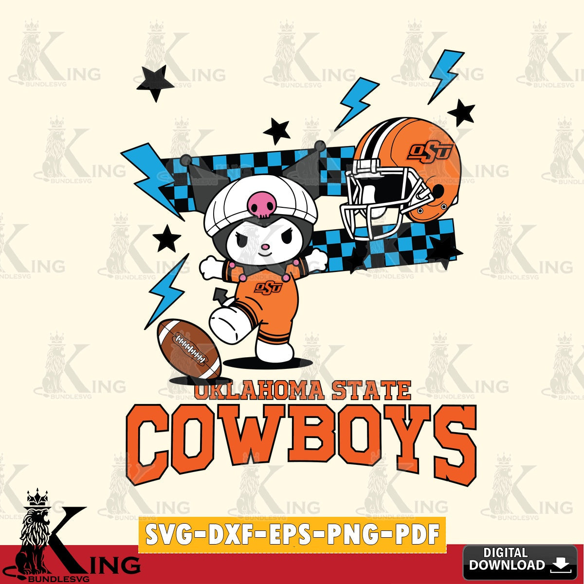 Oklahoma State Cowboys Kuromi Game Day SVG file, Cricut, Cut file , Digital Download , Instant Download, Sanrio svg, Clipart