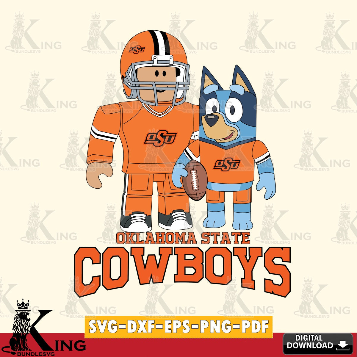 Oklahoma State Cowboys Roblox & Bluey Football SVG file , NCAA Cricut, File cut , Digital Download , PDF File