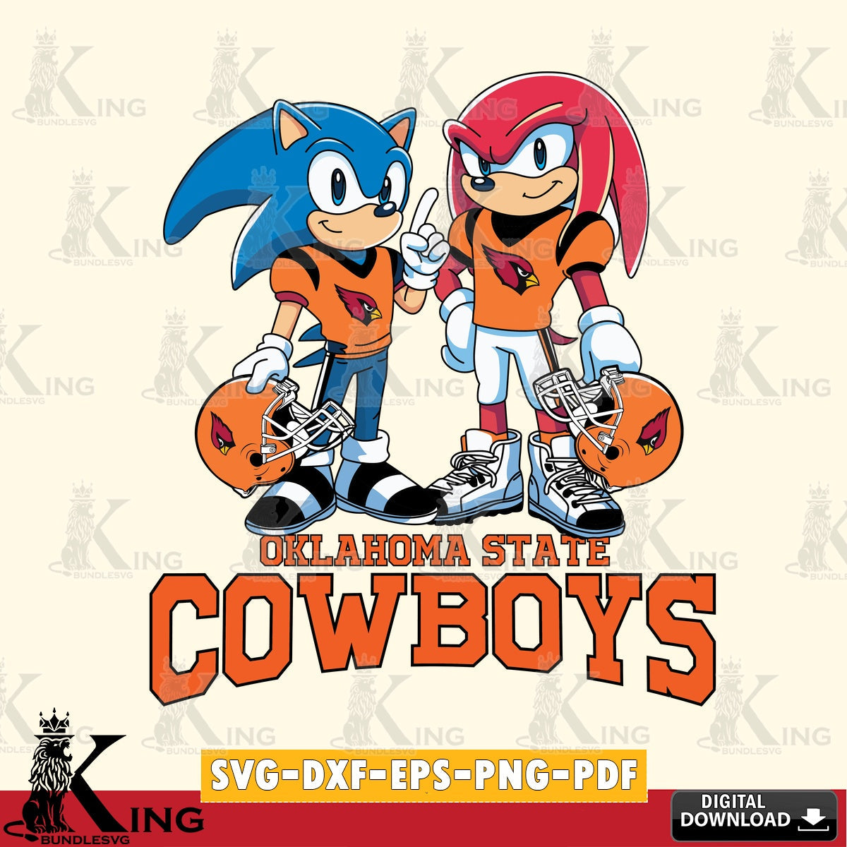 Oklahoma State Cowboys Sonic And Knuckles Football SVG file, Vector , Digital Download , PDF File , Instant Download