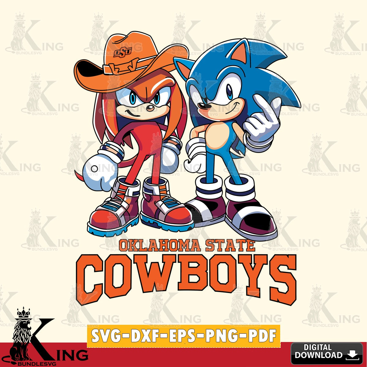Oklahoma State Cowboys Sonic & Knuckles Football Mascot SVG file, Vector , Digital Download , PDF File , Instant Download