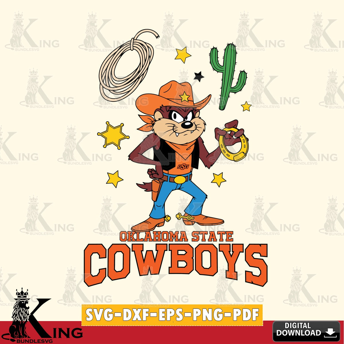 Oklahoma State Cowboys Taz Cowboy Western SVG file, Cut file , Digital Download , Instant Download, Taz svg, NCAA svg