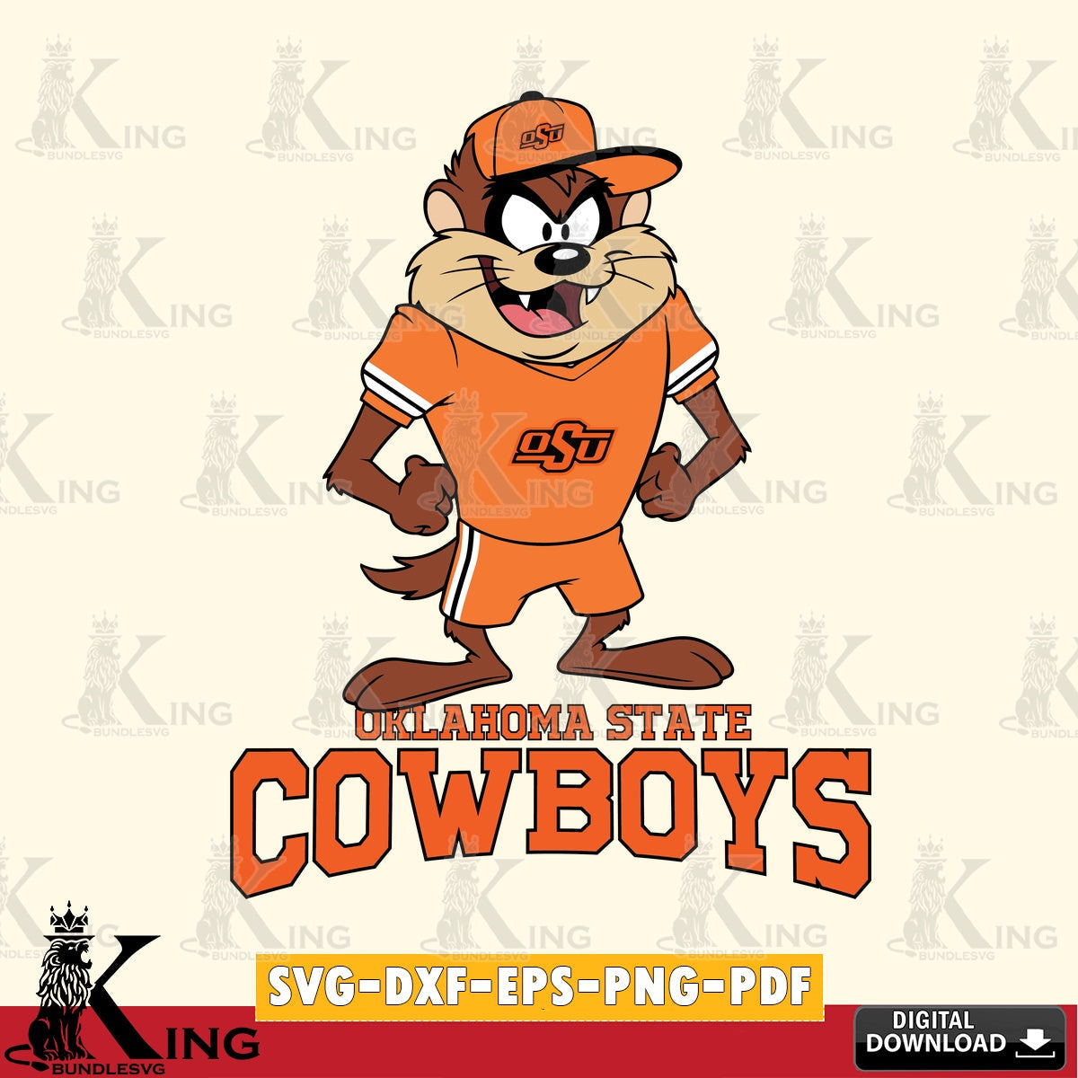 Oklahoma State Cowboys Taz Standing Pose SVG file, Cut file , Digital Download , Instant Download, Taz svg, NCAA svg
