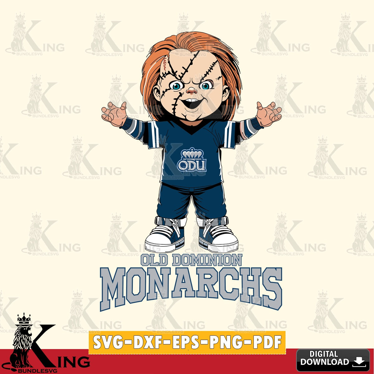 Stylish representation of Old Dominion Monarchs Chucky Football, a digital clipart compatible with laser engraving and cutting