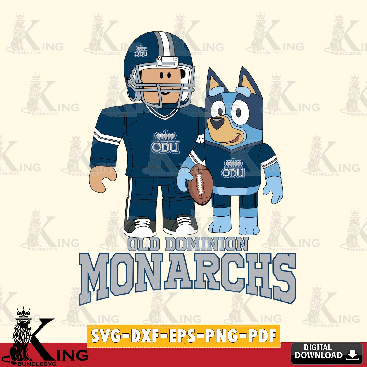 Old Dominion Monarchs Roblox & Bluey Football SVG file , NCAA Cricut, File cut , Digital Download , PDF File