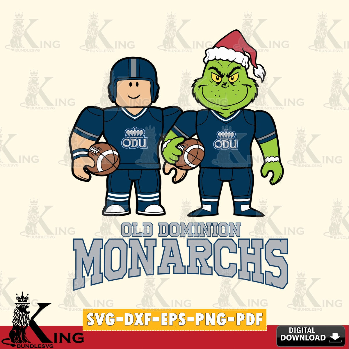 Old Dominion Monarchs Roblox & Grinch Football SVG file , NCAA Cricut, File cut , Digital Download , PDF File