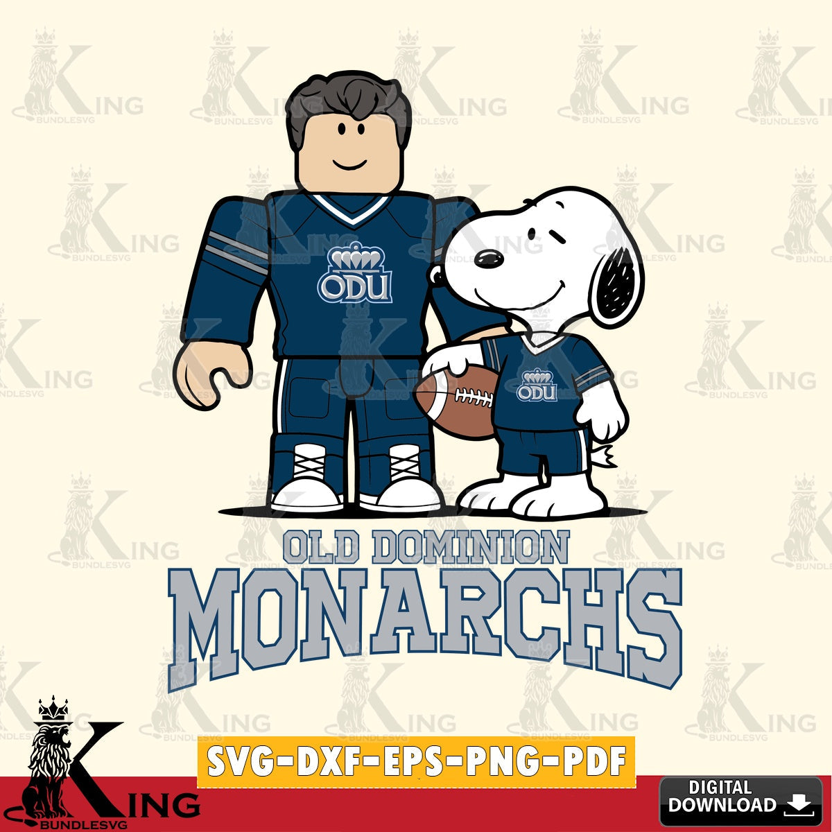 Old Dominion Monarchs Roblox & Snoopy Football SVG file , NCAA Cricut, File cut , Digital Download , PDF File