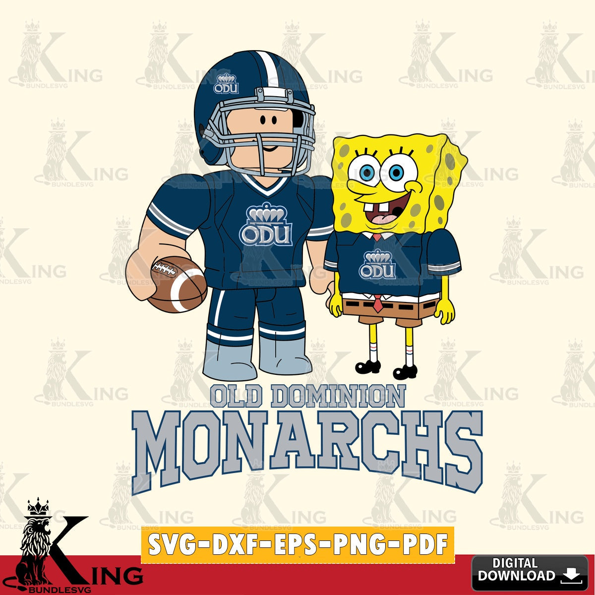 Old Dominion Monarchs Roblox & Spongebob Football SVG file , NCAA Cricut, File cut , Digital Download , PDF File